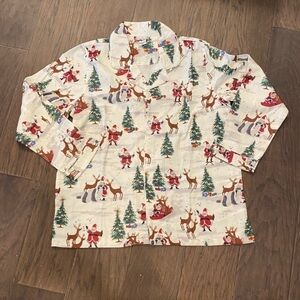 Pottery Barn Kids Adult Flannel Santa PJ Set
